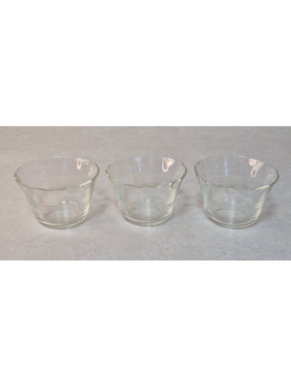 Vintage Pyrex Canada Clear Glass Ruffled Custard Cups Mold 462 Set of 3